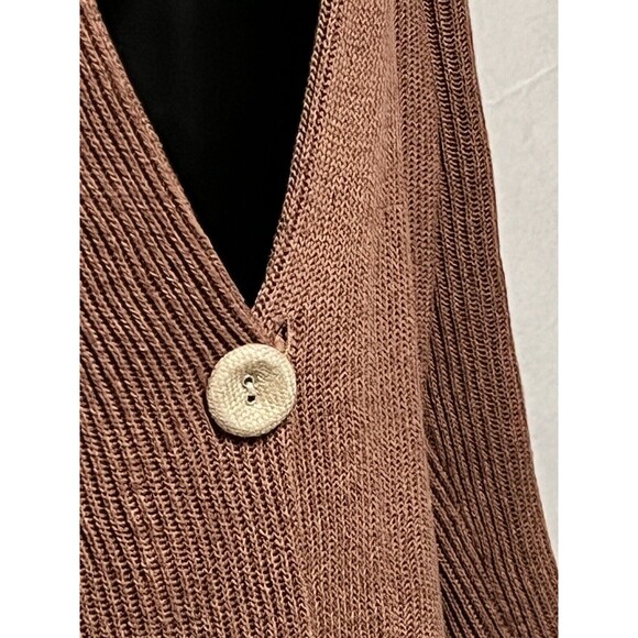 BRUNELLO CUCINELLI Sweater Linen Brown Cardigan Long Sleeve Brown Button XL - Picture 5 of 14